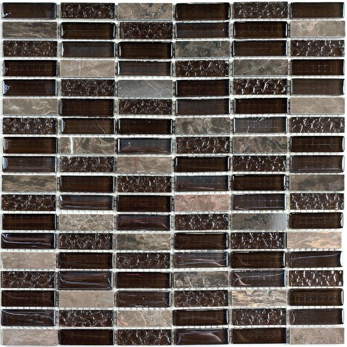 Мозаика стеклянная с камнем Bonaparte, Super Line brown 300х300х7 мм
