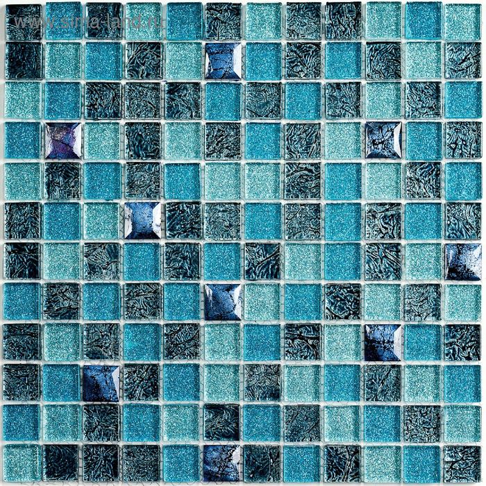 Мозаика стеклянная Bonaparte, Satin Blue 300х300х8 мм мозаика стеклянная с камнем bonaparte sudan 300х300х8 мм