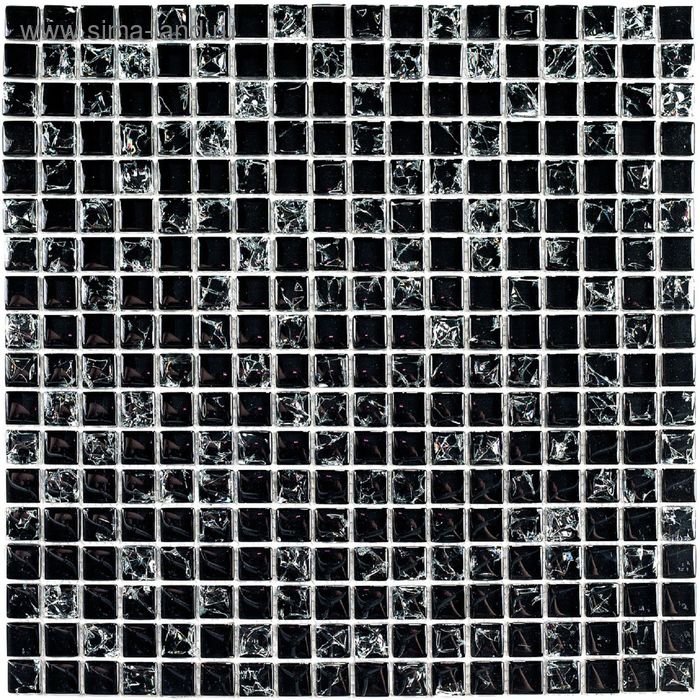Мозаика стеклянная с камнем Bonaparte, Strike Black 300х300х8 мм