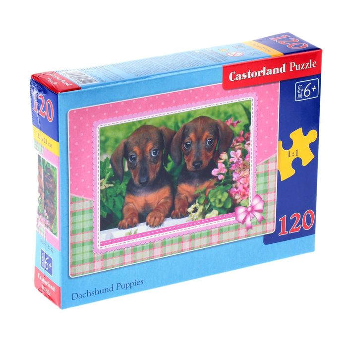 Миди-Пазлы "Щенки таксы", 120 элементов