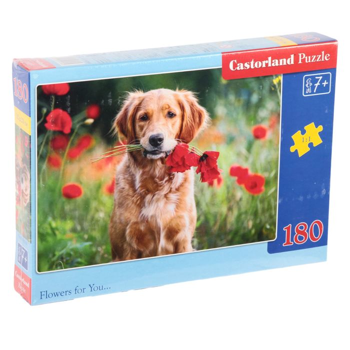 Пазлы "Щенок в маках", 180 элементов