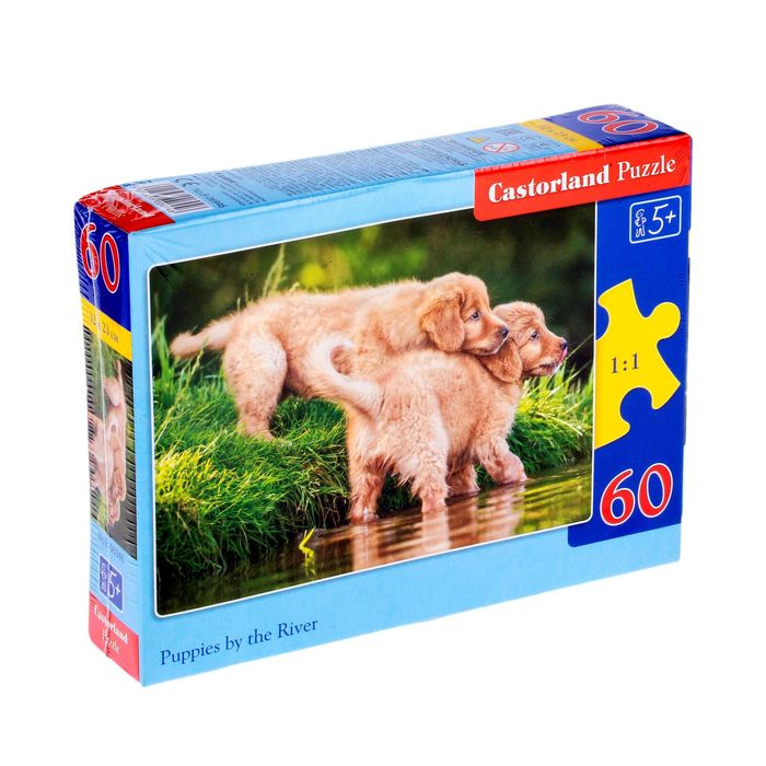Миди-Пазлы "Щенки на реке", 60 элементов