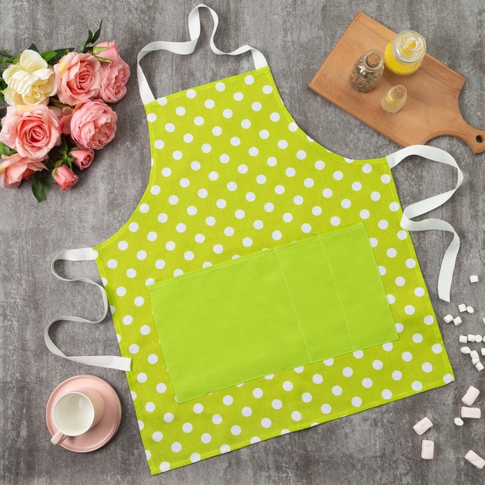 Фартук "Этель" Зелёное яблоко (вид 2), 100% хл, рогожка, 165 г/м2