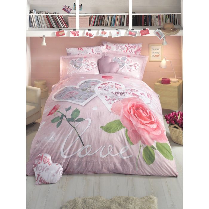 Постельное бельё 1,5 сп. FIRST LOVE, размер 180х240 см, 160х220 см, 50х70 см, ранфорс, 115 гр/м2   2