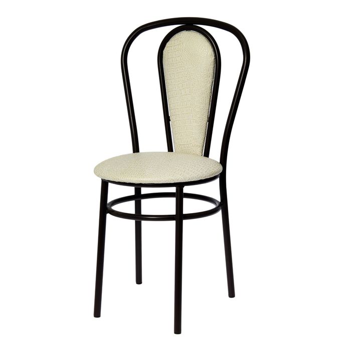 Стул "Виена с мягкой спинкой", цвет обивки бело-золотой, каркас коричневый