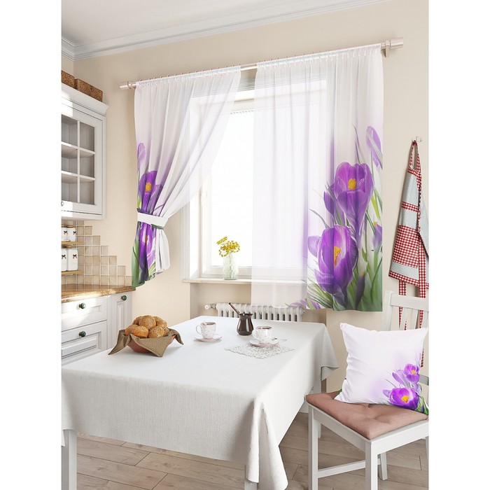 Комплект штор для кухни «Доме», размер 150х180 см - 2 шт и 2 подхвата