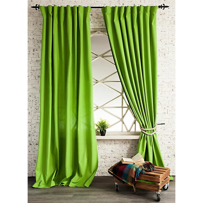 Шторы «Визл», размер 170х270 см - 2 шт, цвет зелёный
