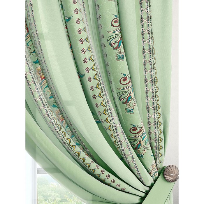 Шторы «Узгинка», размер 200х280 см-2 шт и 2 подхвата