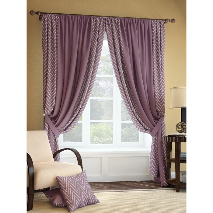 Комплект штор «Менак», размер 185х280 см - 2 шт и 2 подхвата, цвет пыльной розы