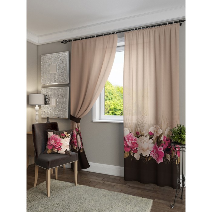 Комплект штор «Надин», размер 150х280 см - 2 шт и 2 подхвата