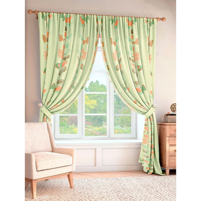 Шторы «Озирма», размер 200х280 см-2 шт и 2 подхвата