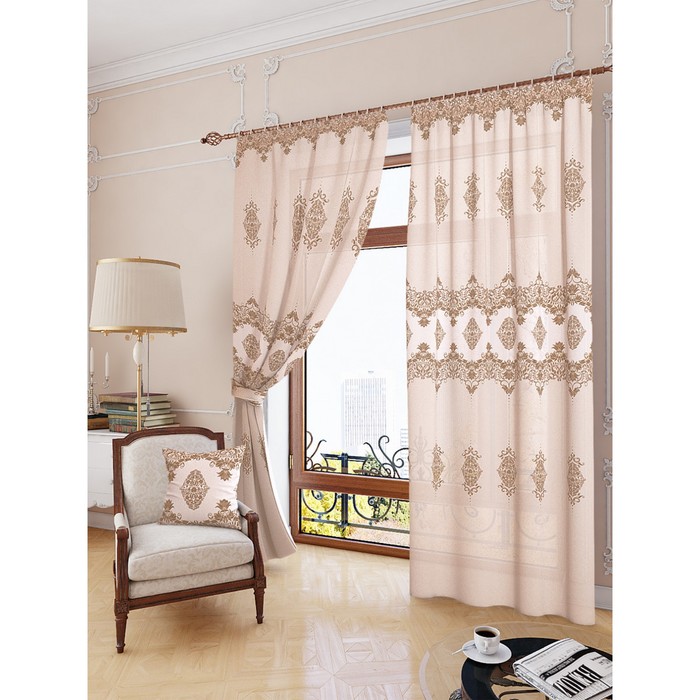 Комплект штор «Зилан», размер 150х280 см - 2 шт и 2 подхвата