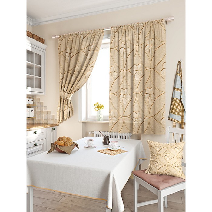 Комплект штор для кухни «Рацения», размер 150х180 см - 2 шт и 2 подхвата