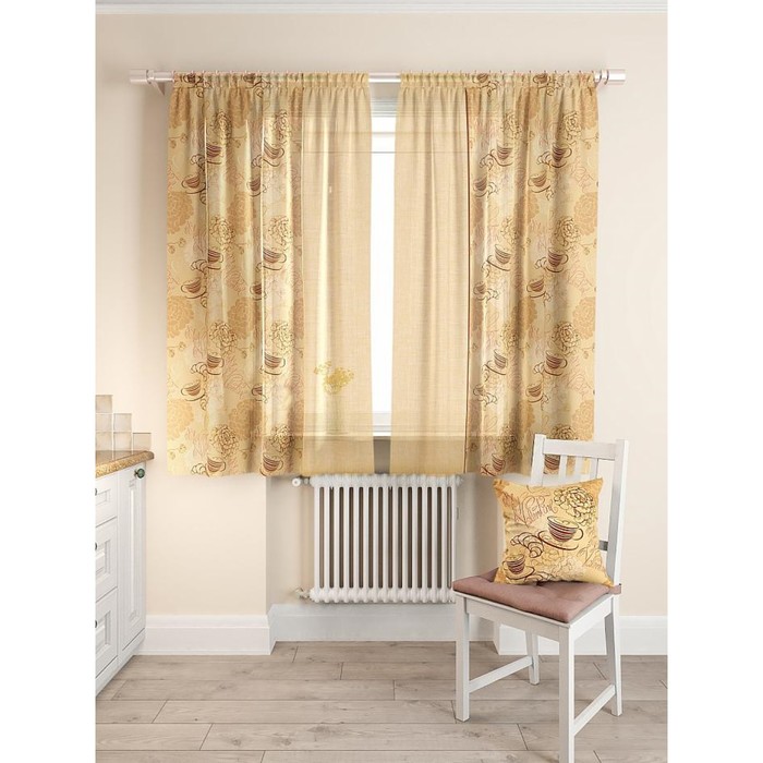 Комплект штор для кухни «Ашильта», размер 150х180 см - 2 шт и 2 подхвата