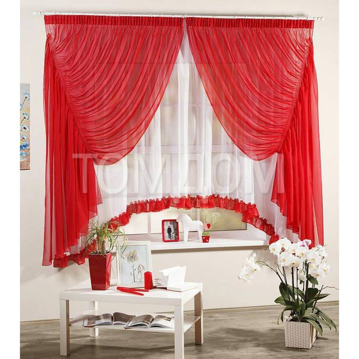 Комплект «Изабелла», вуаль 240х180 см-2 шт, вуалевая арка 450х140 см-1 шт, цвет красный