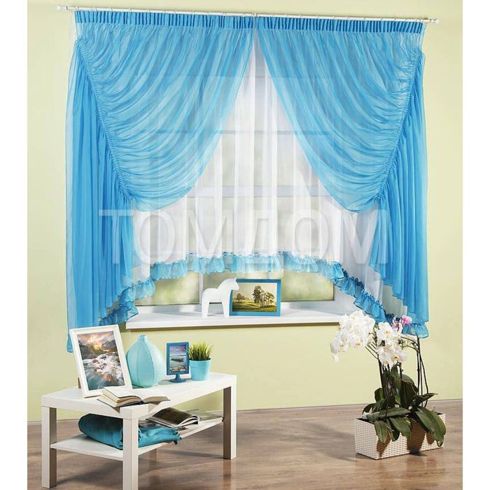 Комплект «Изабелла», вуаль 240х180 см-2 шт, вуалевая арка 450х140 см-1 шт, цвет голубой