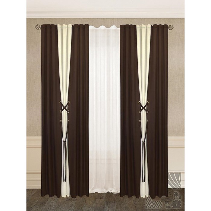 Комплект «Лагос», шторы 200х260 см-2 шт, органза 465х260 см-1 шт, цвет венге