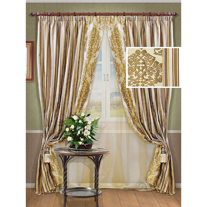 Комплект «Венати», шторы 165х275 см-2 шт и 2 подхвата, органза 450х273 см-1 шт