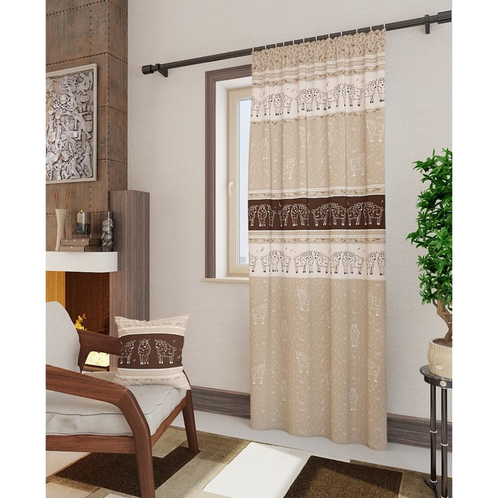 Штора «Корти-П», размер 148х260 см - 1 шт, цвет коричневый