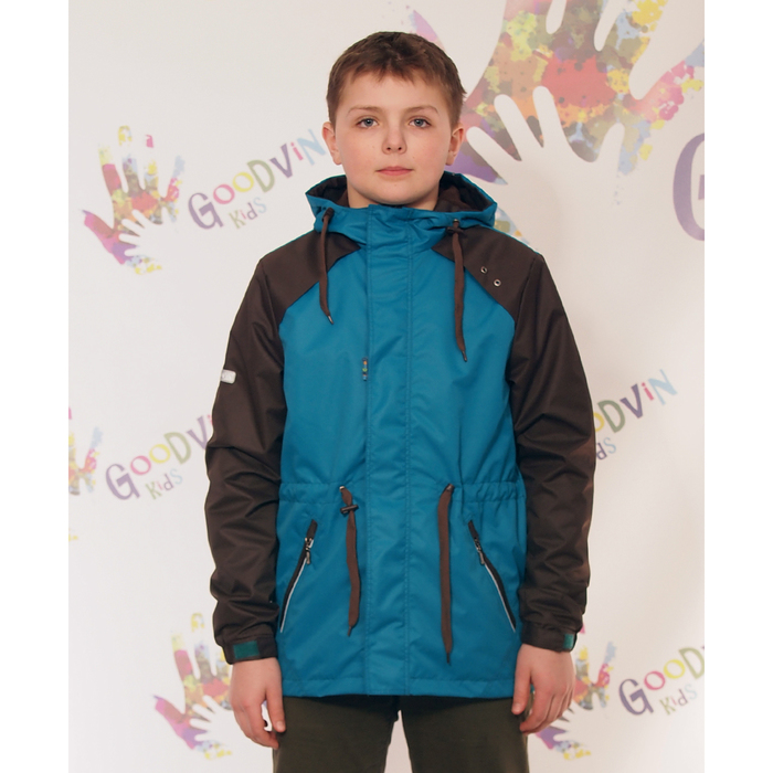 Ветровка для мальчика "ЛУКА", рост 128 см (64), цвет морская волна/коричневый В10017-09