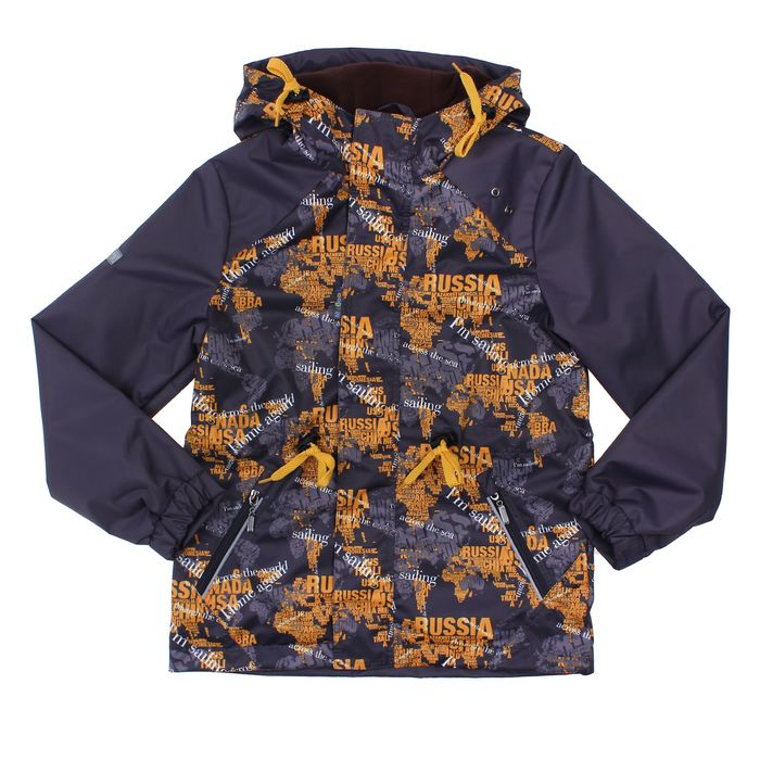 Куртка для мальчика "ЛУКА", рост 146 см (76), цвет асфальт, принт оранжевый В10017-09