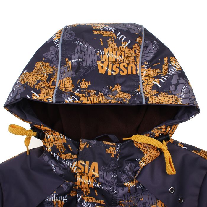 Куртка для мальчика "ЛУКА", рост 146 см (76), цвет асфальт, принт оранжевый В10017-09