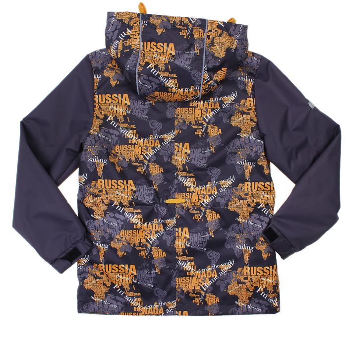 Куртка для мальчика "ЛУКА", рост 146 см (76), цвет асфальт, принт оранжевый В10017-09