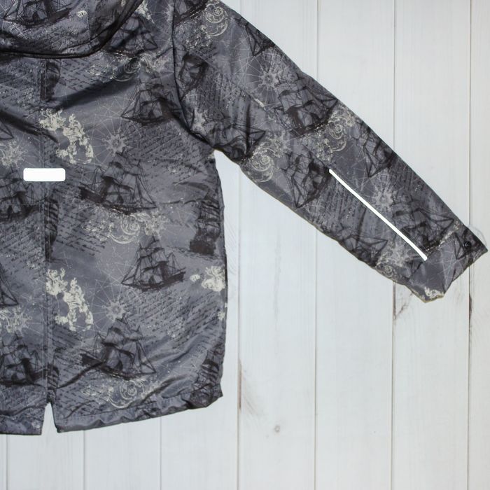 Куртка для мальчика "ГРЕЙ", рост 122 см (60), цвет серый, принт корабли К11017-15