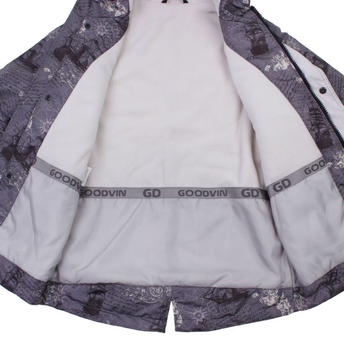 Куртка для мальчика "ГРЕЙ", рост 122 см (60), цвет серый, принт корабли К11017-15