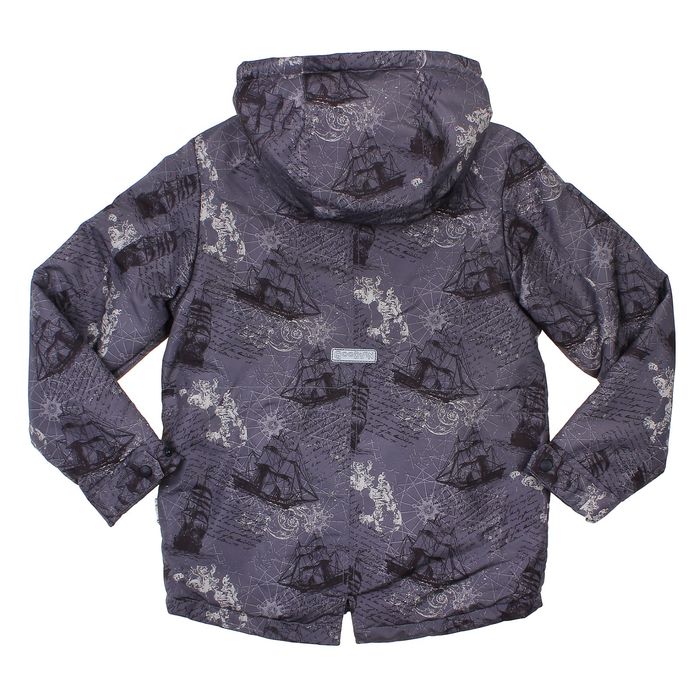 Куртка для мальчика "ГРЕЙ", рост 122 см (60), цвет серый, принт корабли К11017-15