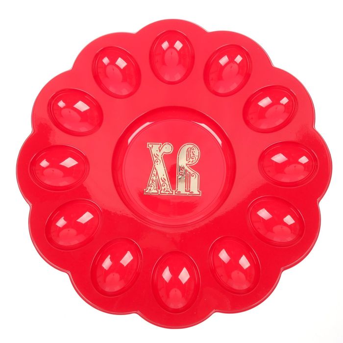 Пасхальная подставка на 12 яиц и кулич "ХВ"