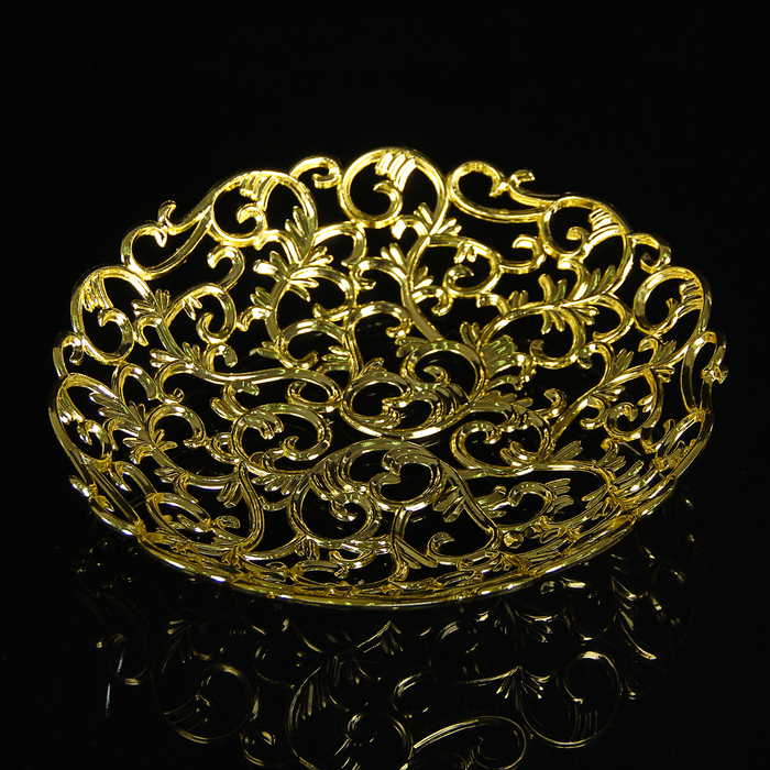 Ваза для хлеба и фруктов d=27 см "Роскошь", круглая, цвет золотой