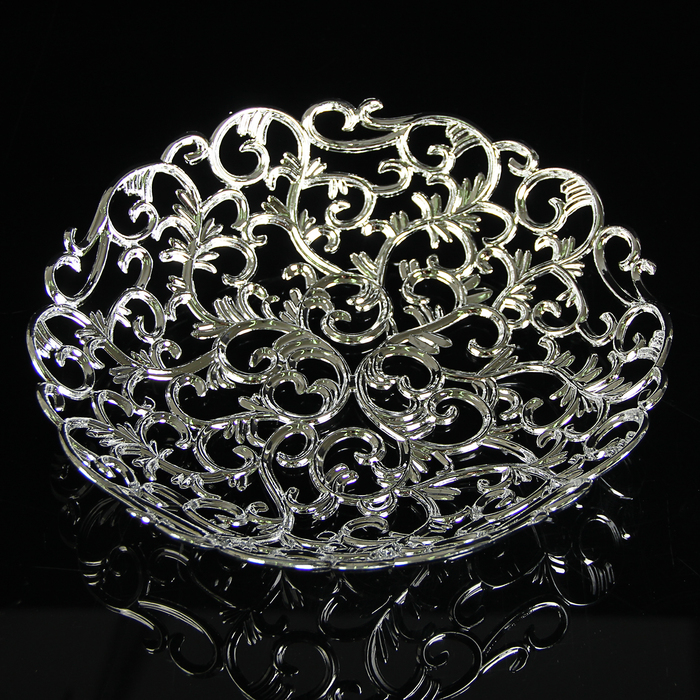 Ваза для хлеба и фруктов d=27 см "Роскошь" круглая, цвет серебряный