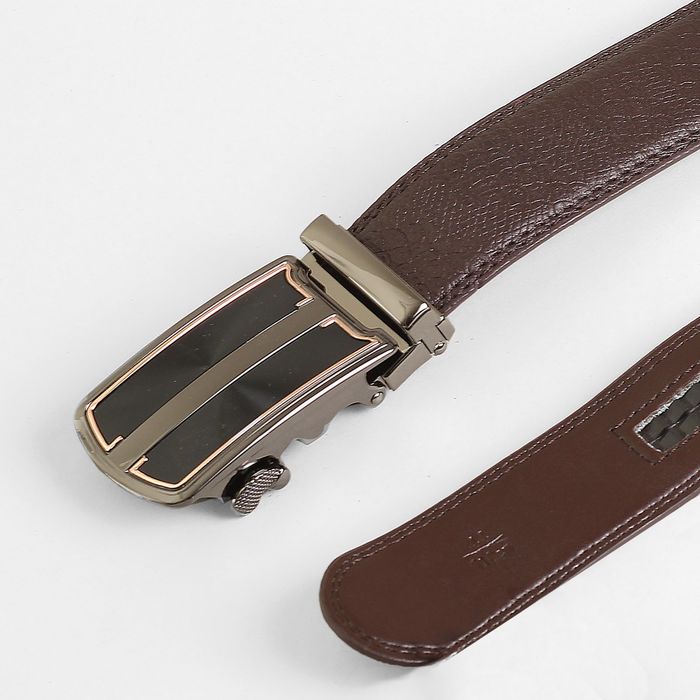 Ремень мужской, пряжка - автомат, ширина - 4 см, цвет кофе