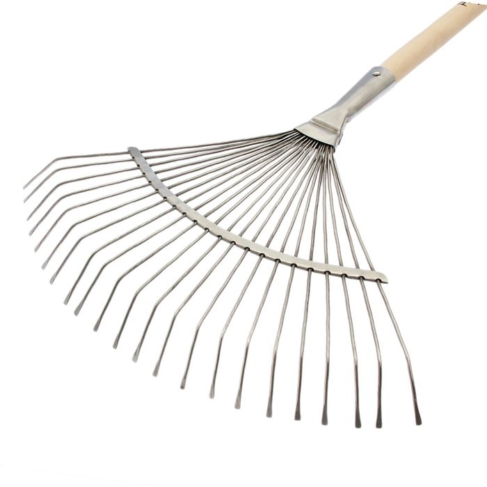 Грабли веерные, проволочные, 22 зубца, металл, деревянный черенок