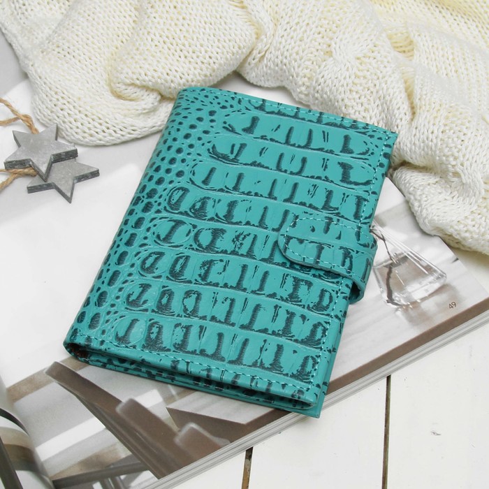 Портмоне 3 в 1, отдел, для карт, для монет, для автодокументов и паспорта, цвет бирюзовый