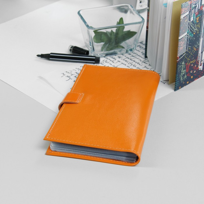 Визитница, 3 ряда, цвет оранжевый