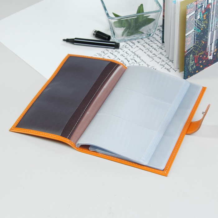 Визитница, 3 ряда, цвет оранжевый