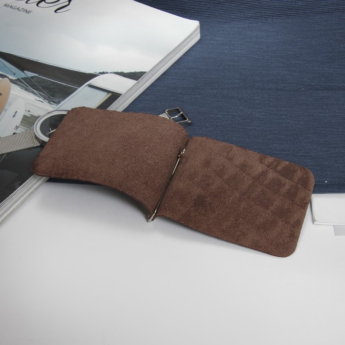 Зажим для купюр, с металлическим держателем, кайман, цвет коричневый