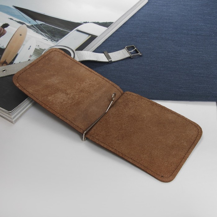 Зажим для купюр, на пружине, цвет коричневый шик