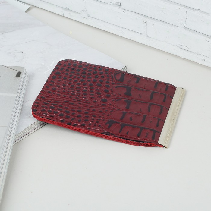 Зажим для купюр, кайман, цвет бордовый