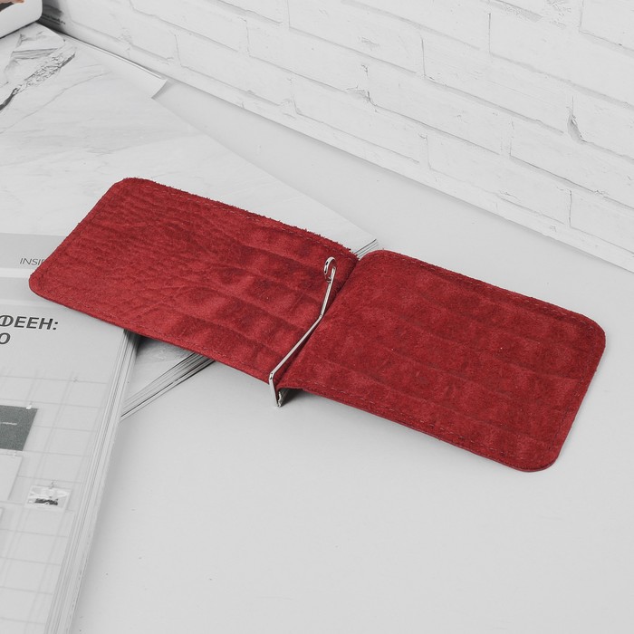 Зажим для купюр, кайман, цвет бордовый