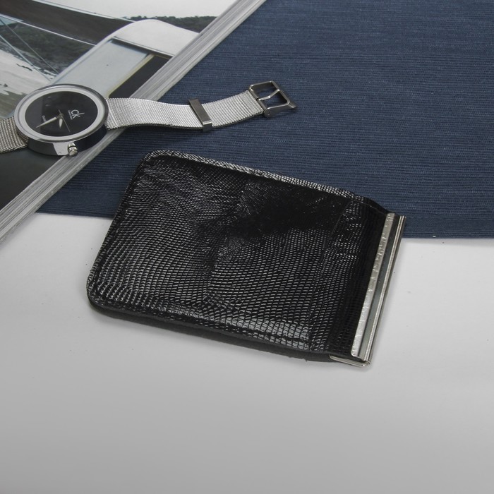 Зажим для купюр, игуана, цвет чёрный