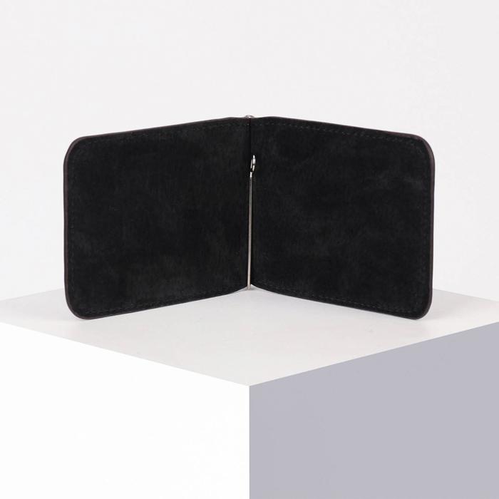 Зажим для купюр на магните, отдел для монет, цвет коричневый