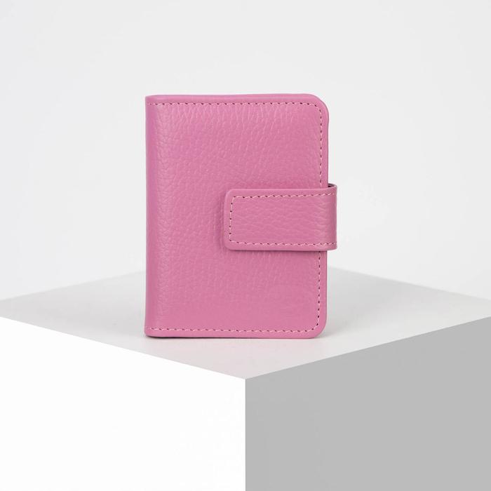 Кредитница, на кнопке, 18 листов, флотер, цвет нежно-розовый