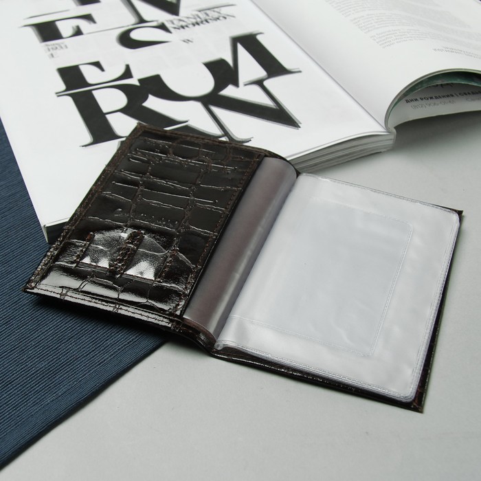 Обложка для автодокументов, 5 отд для карт, 2 отдела для sim-карт, скат, цвет коричневый