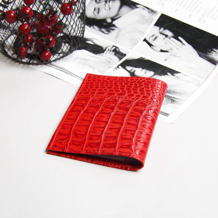 Обложка для автодокументов, 5 отд для карт, 2 отдела для sim-карт, цвет красный