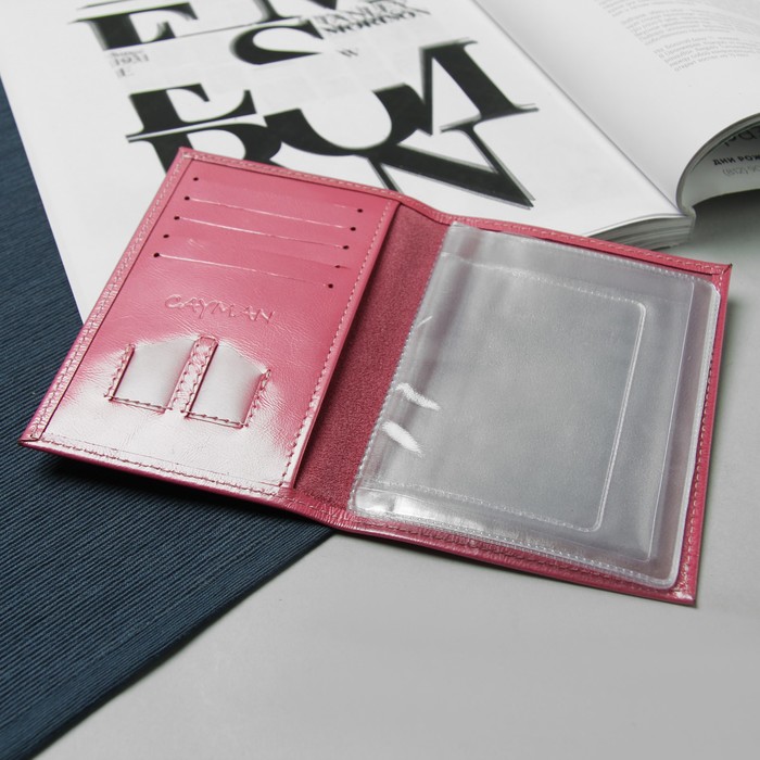 Обложка для автодокументов, 5 карманов для карт, наплак, цвет фуксия