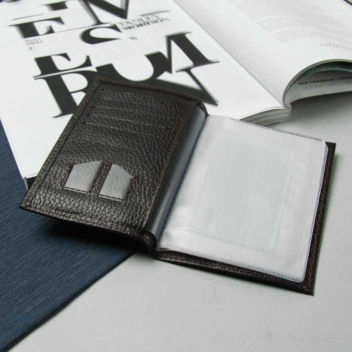 Обложка для автодокументов, 5 отд для карт, 2 отдела для sim-карт, флотер, цвет тёмно-коричневый