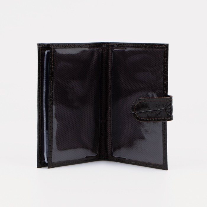 Обложка для автодокументов и паспорта, кайман, цвет коричневый